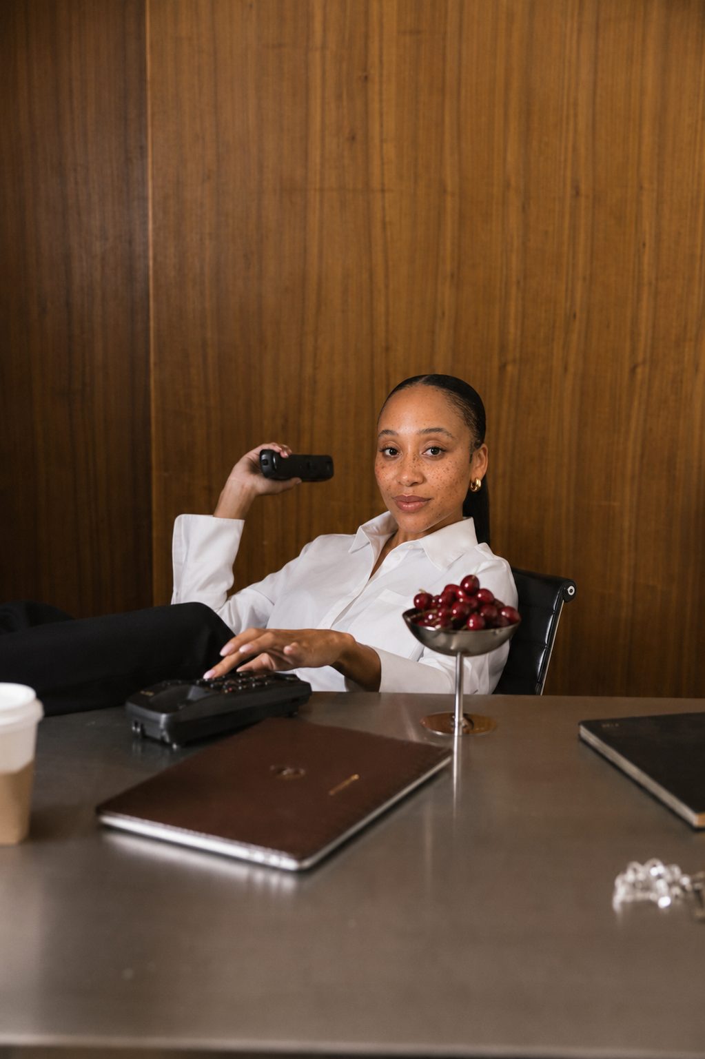 Ian Mangenga at her desk